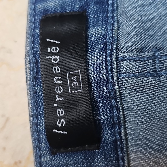 Serenede Mens Stretch Skinny Distressed Paint Splatter Light Wash Denim Jeans 34 - Picture 7 of 9